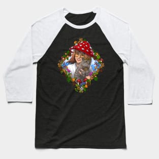 Hippie Mushroom Cat Baseball T-Shirt